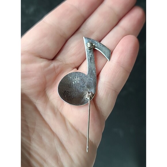 925 Sterling Silver Music Note Brooch Vintage Mexico - Picture 6 of 10